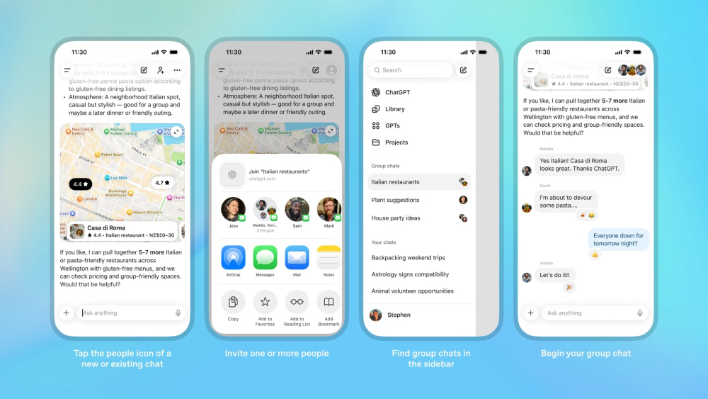 OpenAI представила пилотную версию групповых чатов для ChatGPT