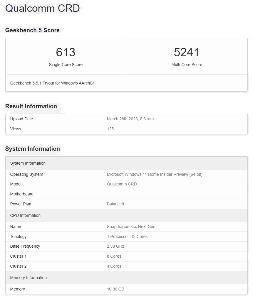 Snapdragon 8cx Gen 4 показал производительность в Geekbench