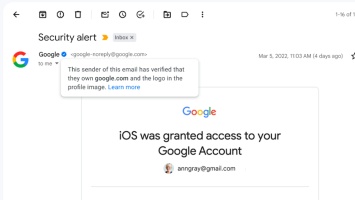 Gmail добавил синюю галочку для подтвержденных отправителей